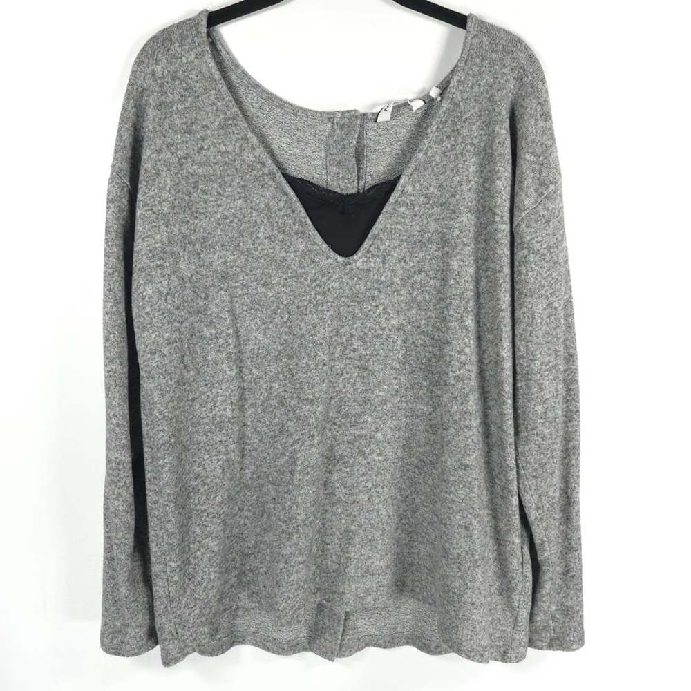 NAF NAF Back Button V Neck Long Sleeve Top Viscose‎ Blend Size XL